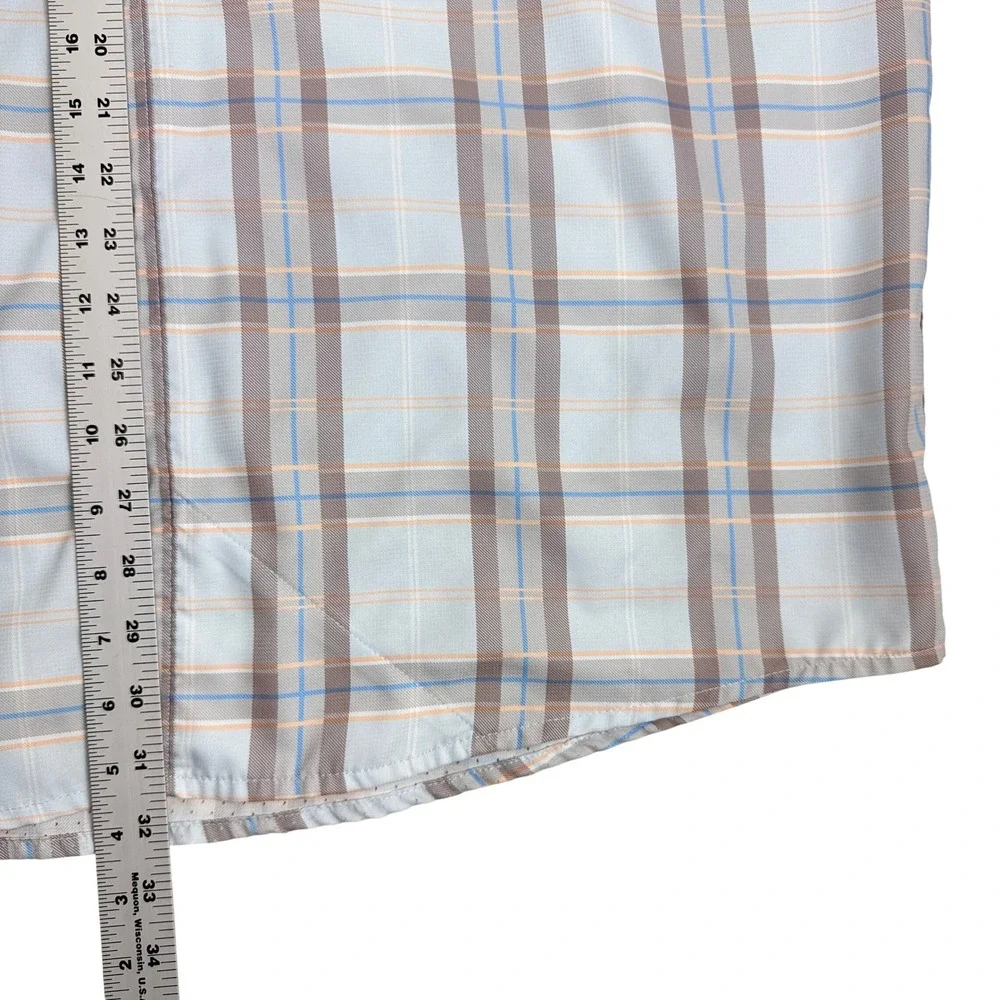 Huk Performance Fishing Shirt 2XL Blue Plaid Long Sleeve Button Down‎ Vented